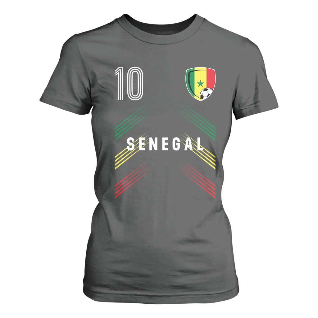 Senegal Soccer Sports Graphic Number 10 Jersey Style T Shirt For Women Proud Senegalese Football Fans Game Day Pride