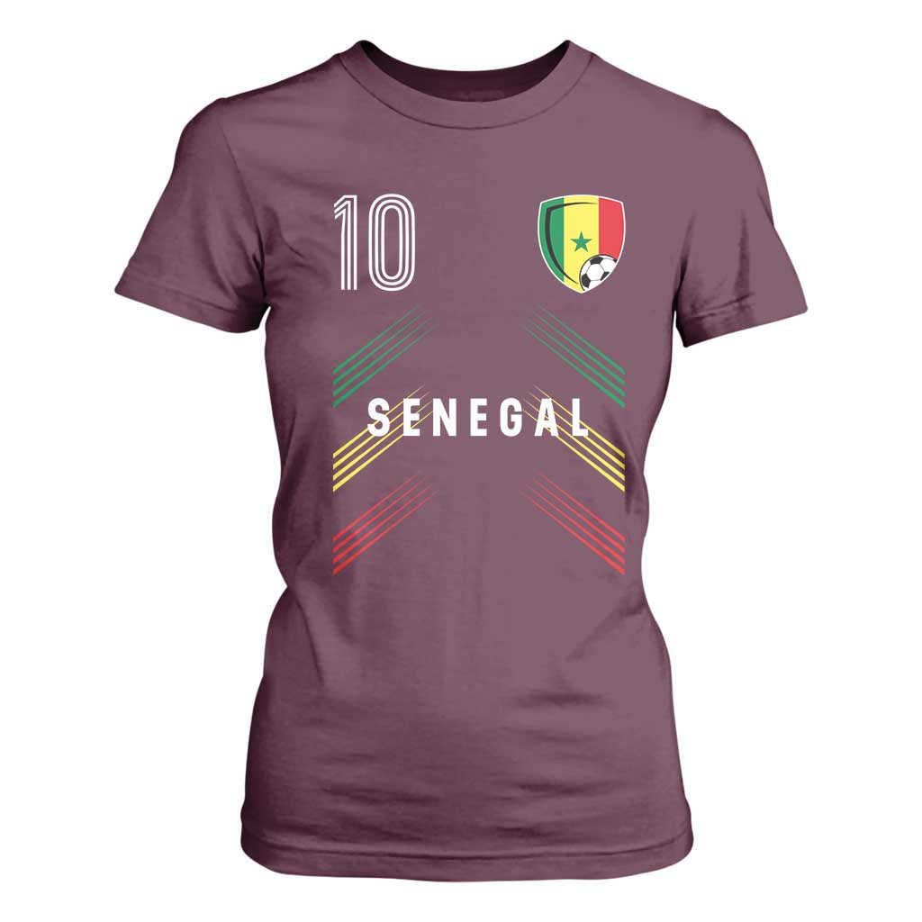 Senegal Soccer Sports Graphic Number 10 Jersey Style T Shirt For Women Proud Senegalese Football Fans Game Day Pride
