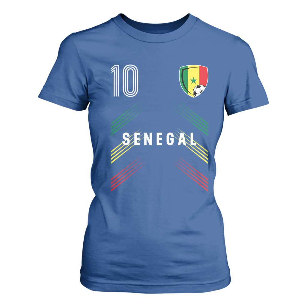 Senegal Soccer Sports Graphic Number 10 Jersey Style T Shirt For Women Proud Senegalese Football Fans Game Day Pride