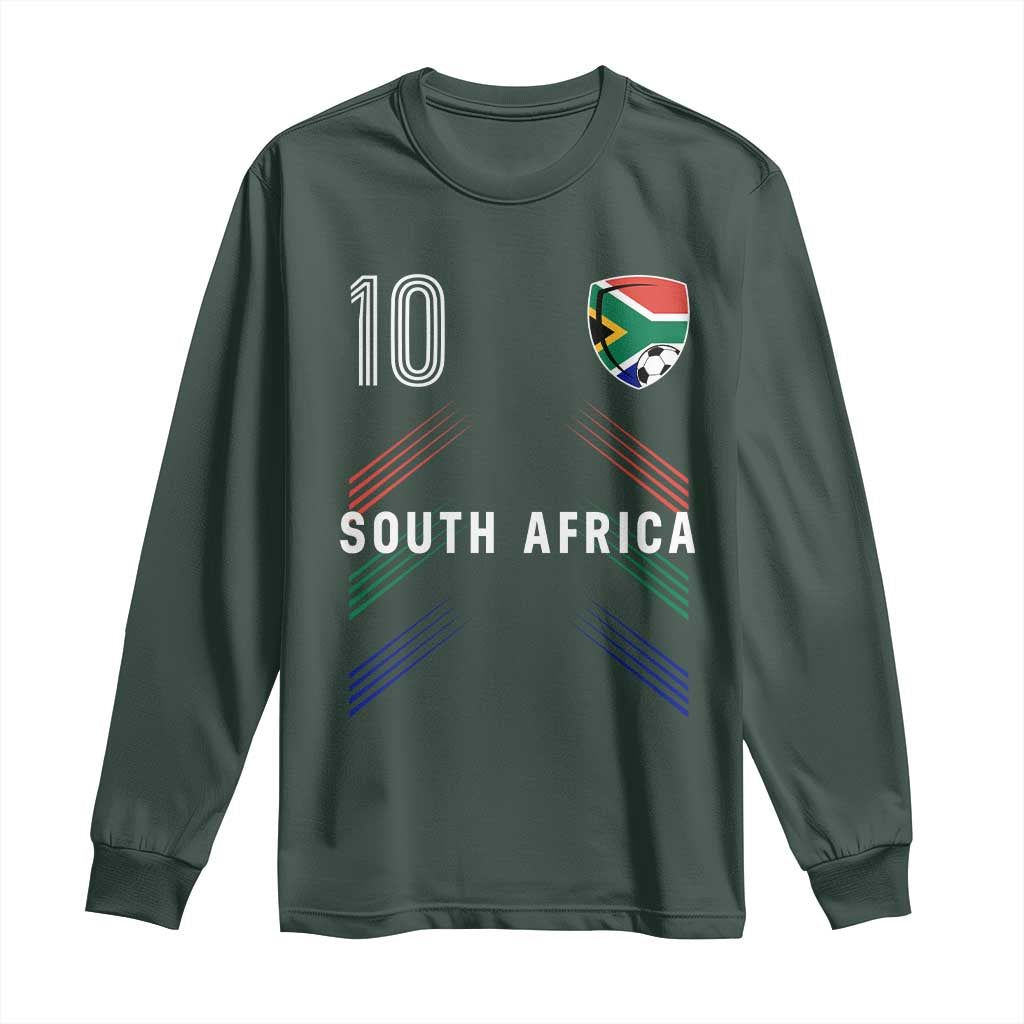 South Africa Soccer Sports Graphic Number 10 Jersey Style Long Sleeve Shirt Proud South African Football Fans Game Day Pride