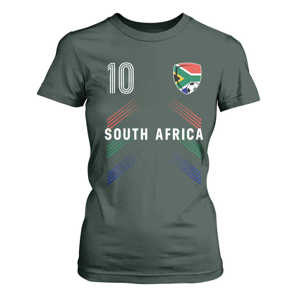 South Africa Soccer Sports Graphic Number 10 Jersey Style T Shirt For Women Proud South African Football Fans Game Day Pride