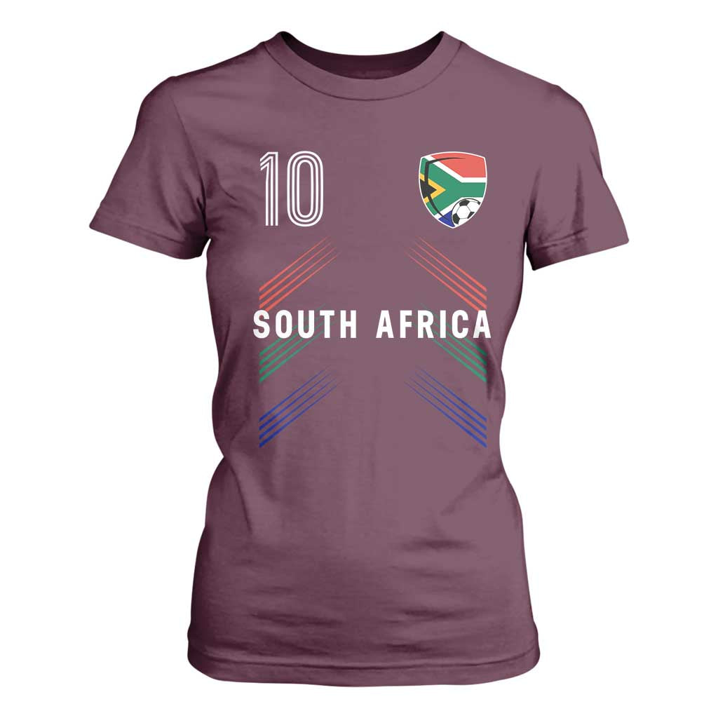 South Africa Soccer Sports Graphic Number 10 Jersey Style T Shirt For Women Proud South African Football Fans Game Day Pride