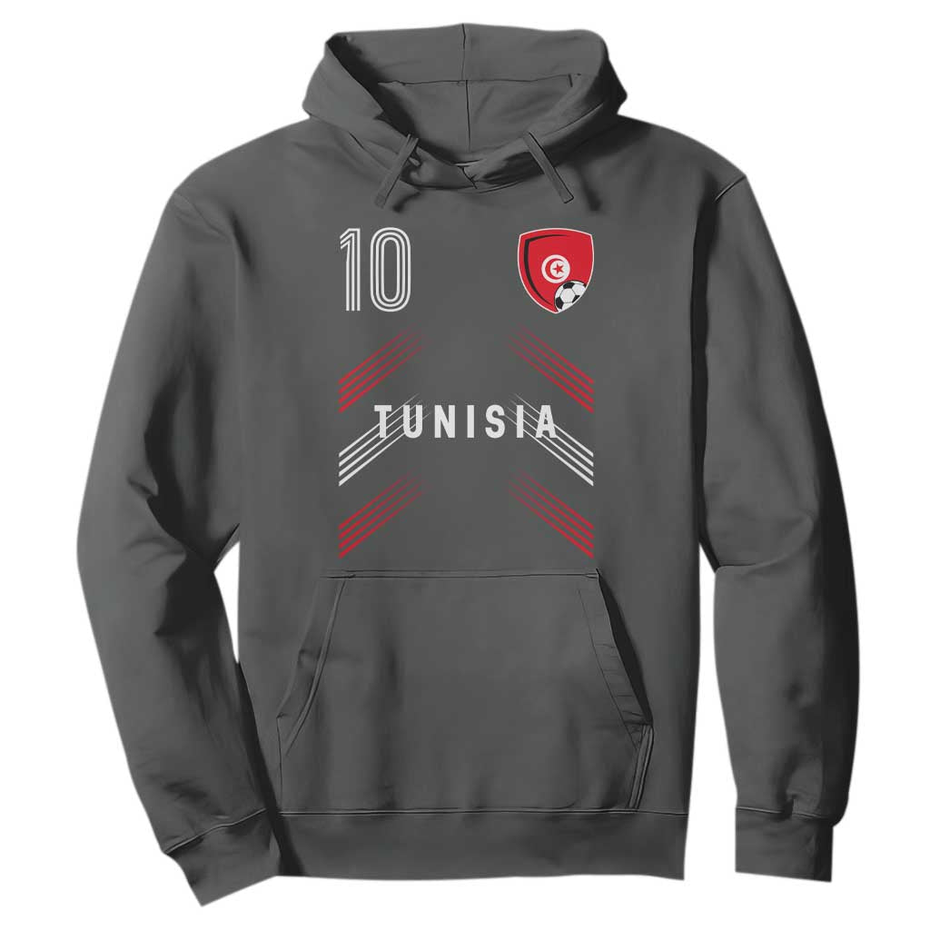 Tunisia Soccer Sports Graphic Number 10 Jersey Style Hoodie Proud Tunisian Football Fans Game Day Maghreb Pride
