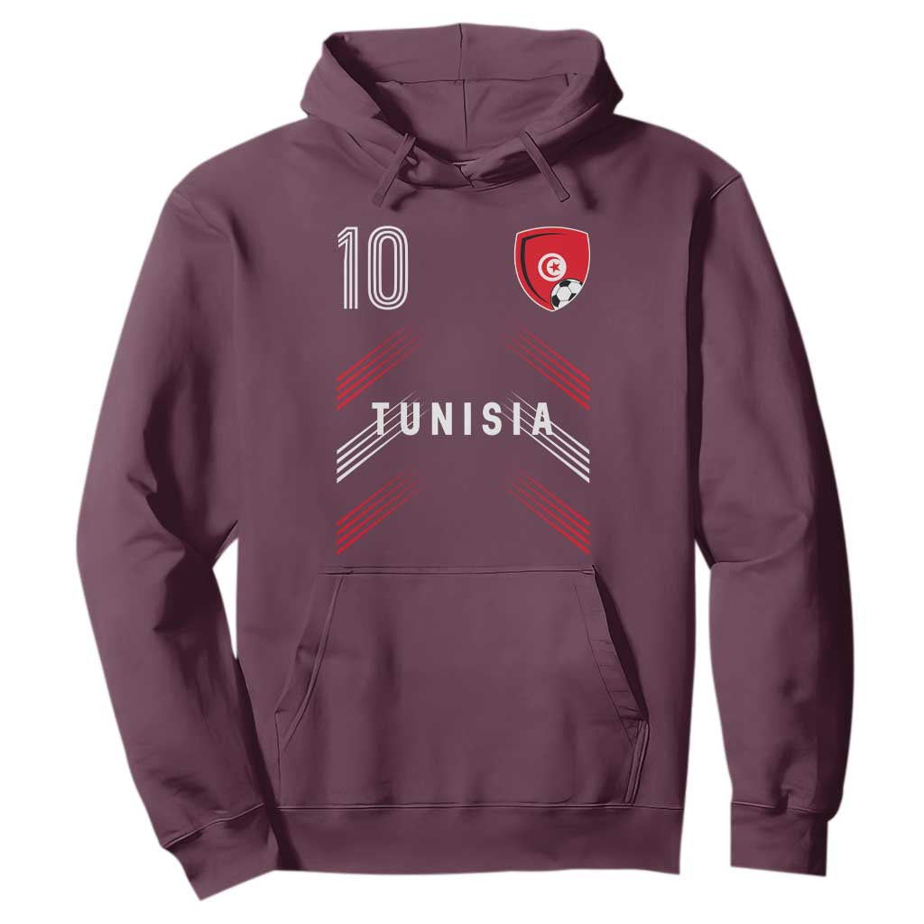Tunisia Soccer Sports Graphic Number 10 Jersey Style Hoodie Proud Tunisian Football Fans Game Day Maghreb Pride