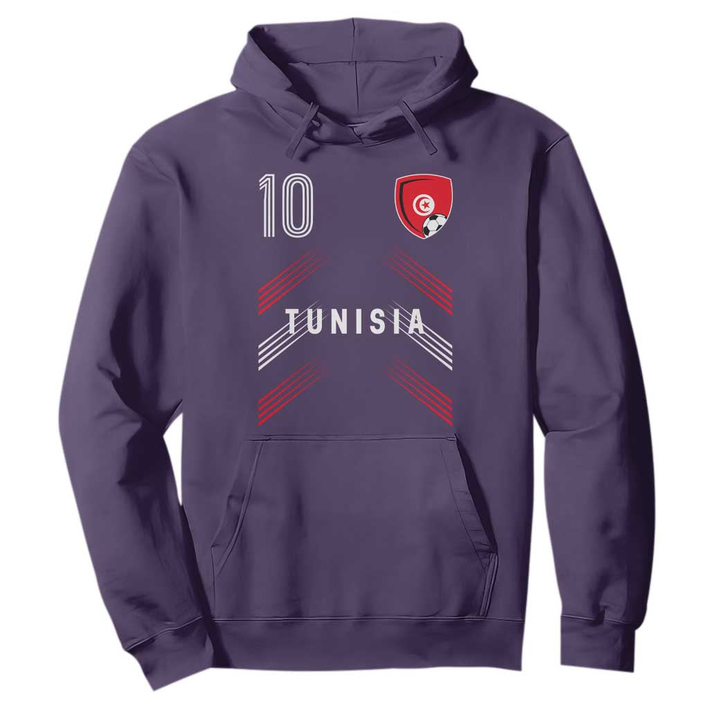 Tunisia Soccer Sports Graphic Number 10 Jersey Style Hoodie Proud Tunisian Football Fans Game Day Maghreb Pride