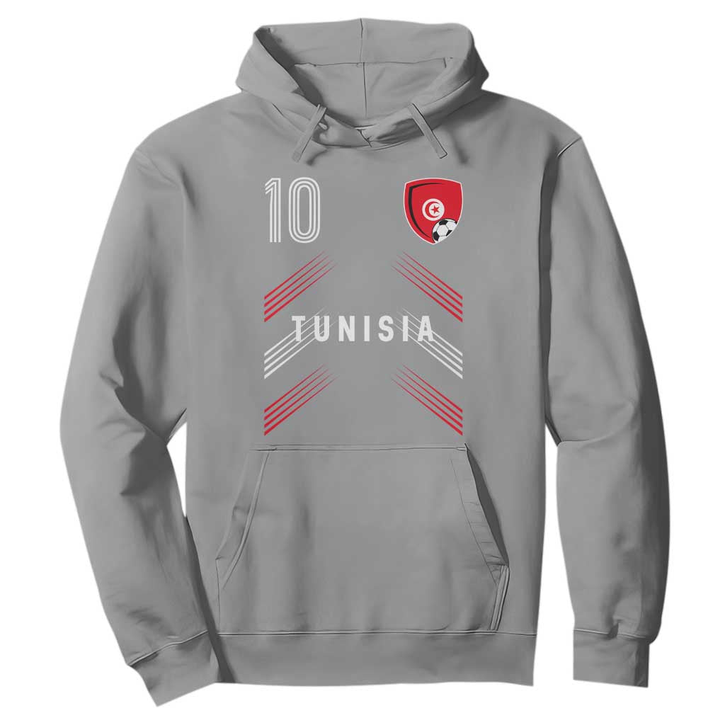 Tunisia Soccer Sports Graphic Number 10 Jersey Style Hoodie Proud Tunisian Football Fans Game Day Maghreb Pride