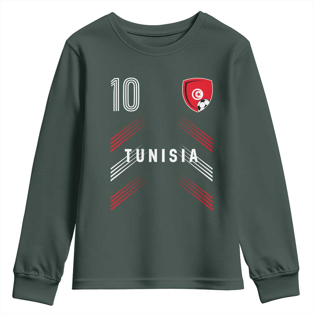 Tunisia Soccer Sports Graphic Number 10 Jersey Style Youth Sweatshirt Proud Tunisian Football Fans Game Day Maghreb Pride