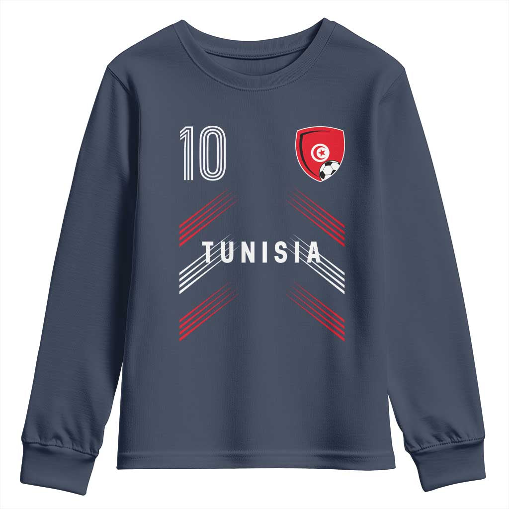 Tunisia Soccer Sports Graphic Number 10 Jersey Style Youth Sweatshirt Proud Tunisian Football Fans Game Day Maghreb Pride