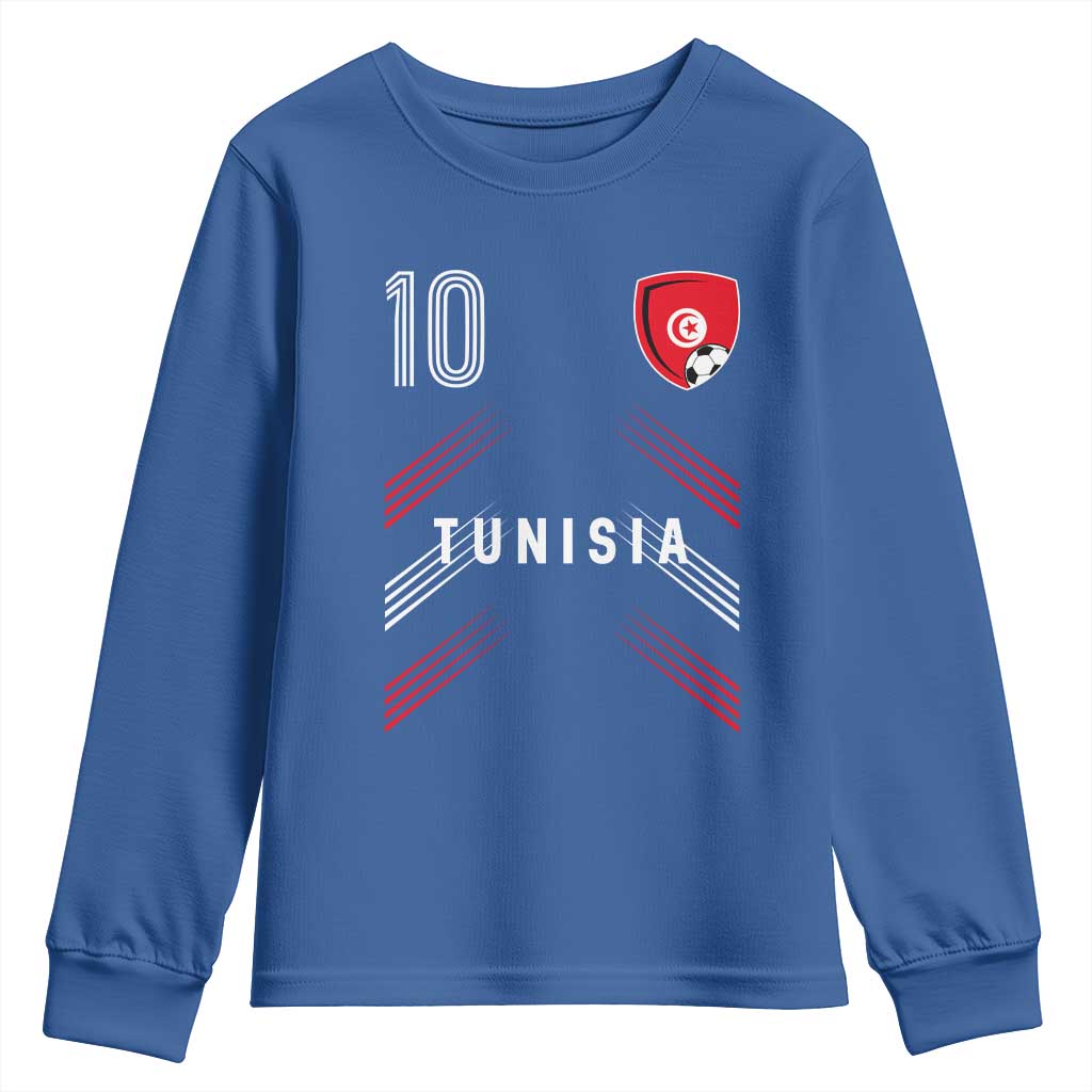 Tunisia Soccer Sports Graphic Number 10 Jersey Style Youth Sweatshirt Proud Tunisian Football Fans Game Day Maghreb Pride