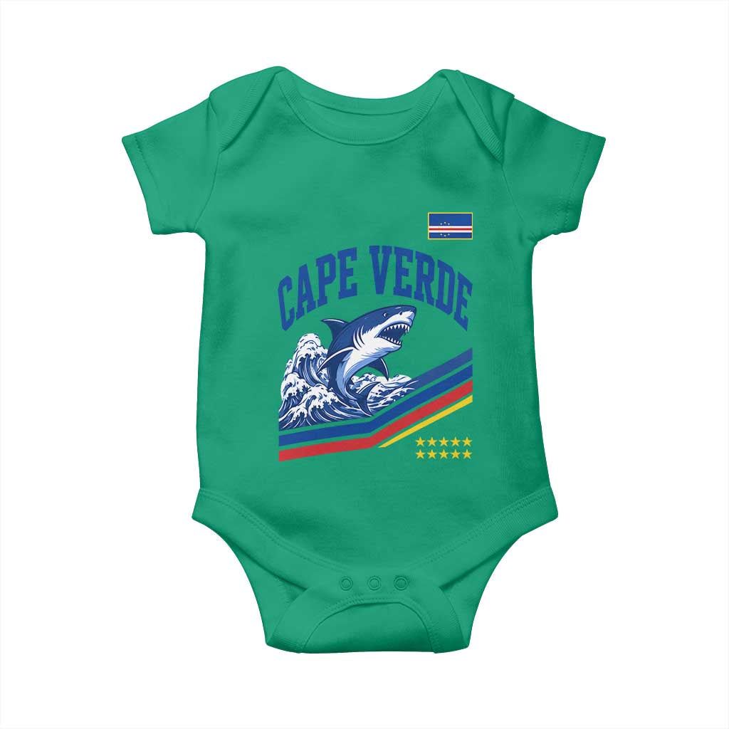 Cape Verde Blue Sharks Ocean Wave Graphic Baby Onesie Cabo Verde Pride Sports Fans