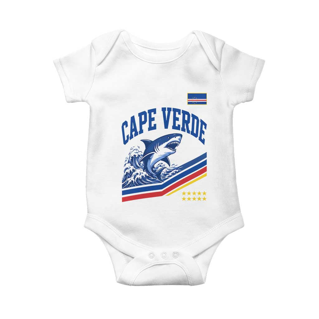 Cape Verde Blue Sharks Ocean Wave Graphic Baby Onesie Cabo Verde Pride Sports Fans