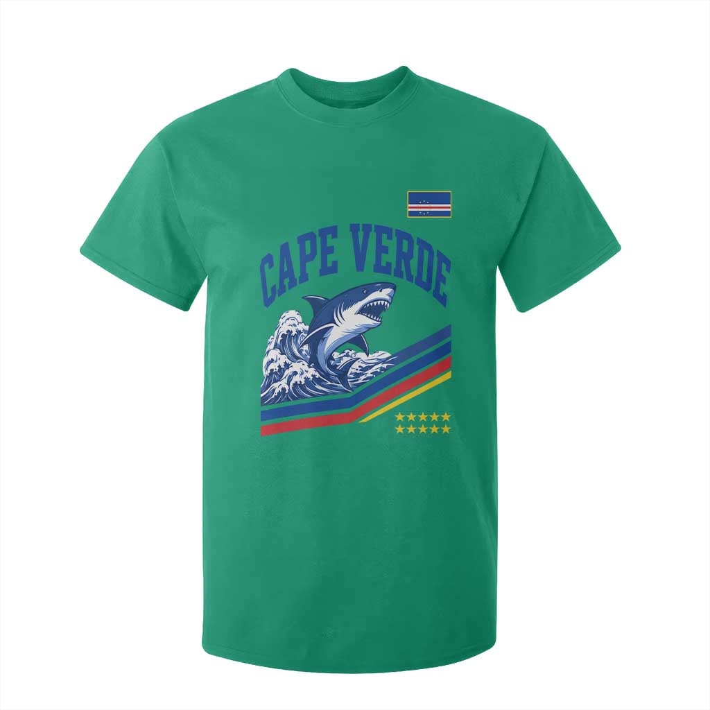Cape Verde Blue Sharks Ocean Wave Graphic T Shirt For Kid Cabo Verde Pride Sports Fans