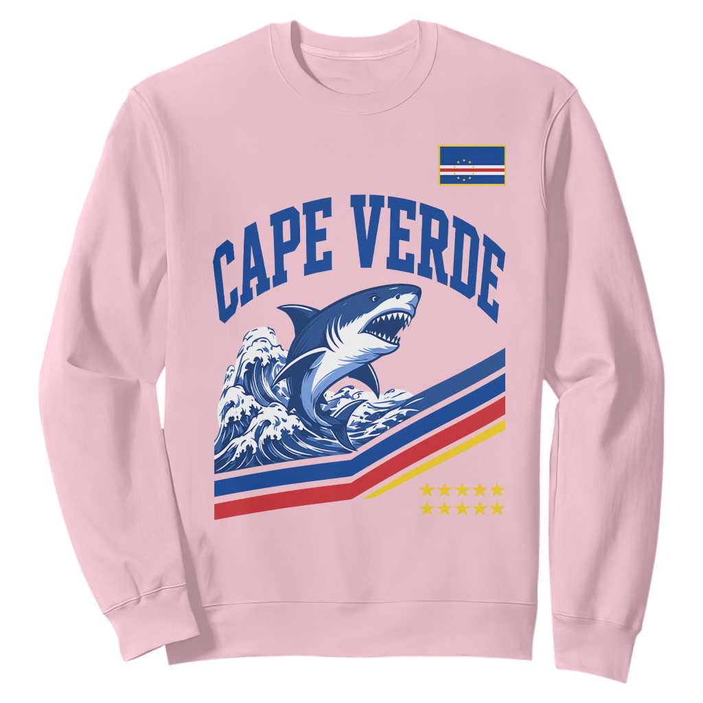 Cape Verde Blue Sharks Ocean Wave Graphic Sweatshirt Cabo Verde Pride Sports Fans
