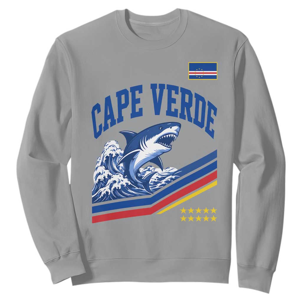 Cape Verde Blue Sharks Ocean Wave Graphic Sweatshirt Cabo Verde Pride Sports Fans