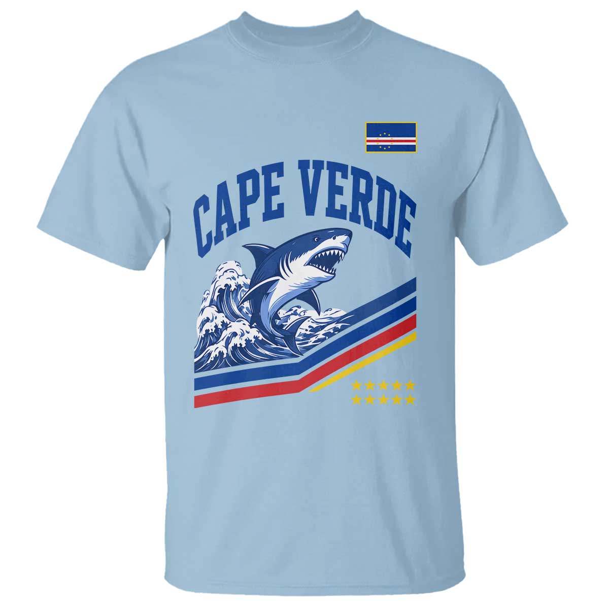 Cape Verde Blue Sharks Ocean Wave Graphic T Shirt Cabo Verde Pride Sports Fans