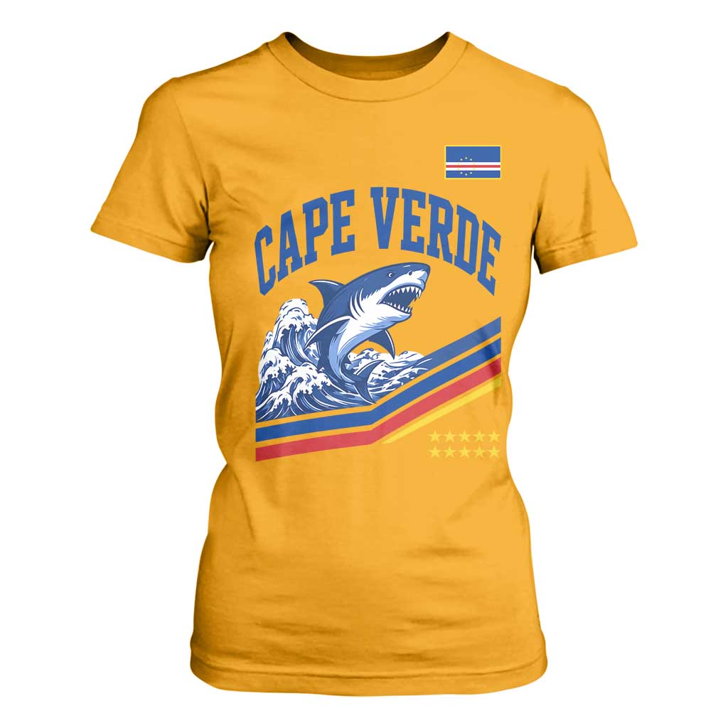 Cape Verde Blue Sharks Ocean Wave Graphic T Shirt For Women Cabo Verde Pride Sports Fans