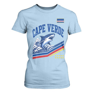 Cape Verde Blue Sharks Ocean Wave Graphic T Shirt For Women Cabo Verde Pride Sports Fans