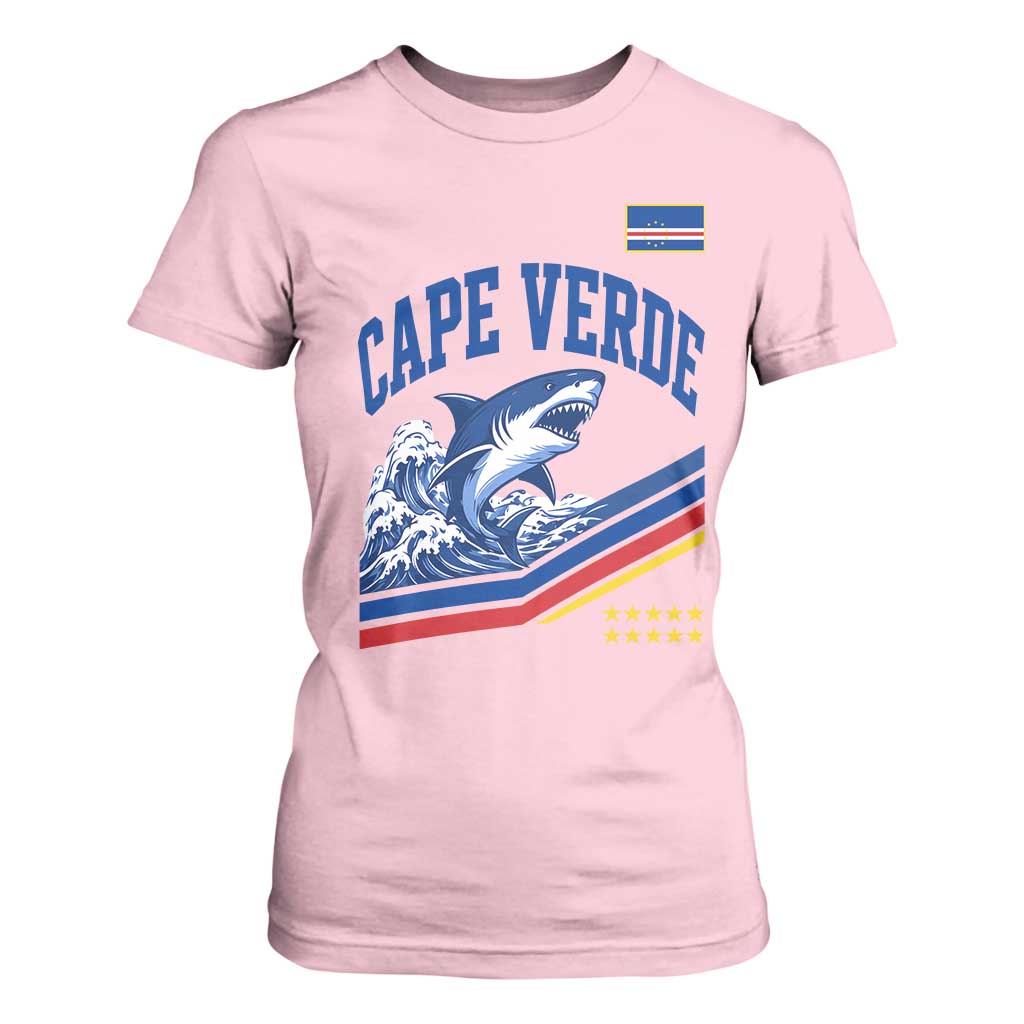 Cape Verde Blue Sharks Ocean Wave Graphic T Shirt For Women Cabo Verde Pride Sports Fans