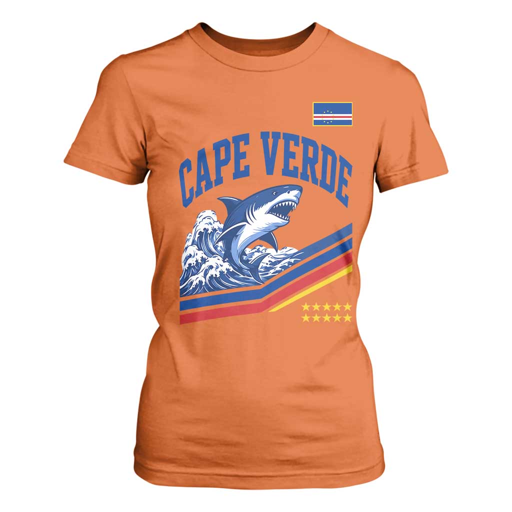 Cape Verde Blue Sharks Ocean Wave Graphic T Shirt For Women Cabo Verde Pride Sports Fans