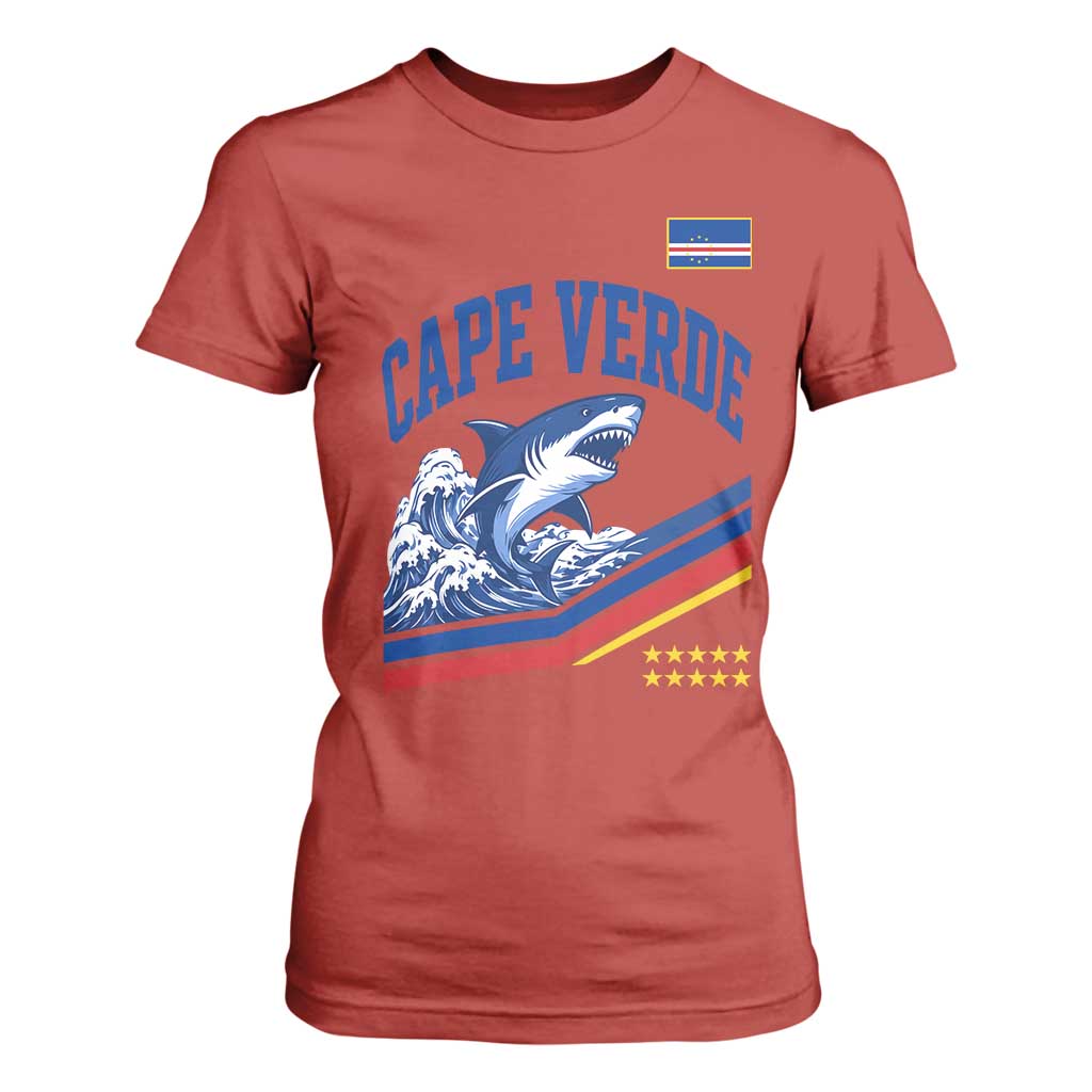 Cape Verde Blue Sharks Ocean Wave Graphic T Shirt For Women Cabo Verde Pride Sports Fans
