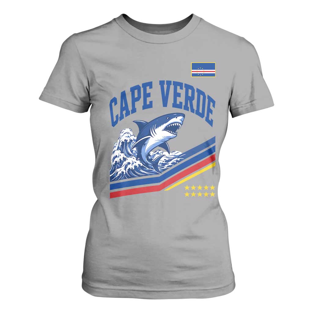 Cape Verde Blue Sharks Ocean Wave Graphic T Shirt For Women Cabo Verde Pride Sports Fans