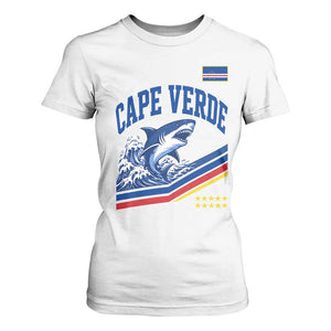 Cape Verde Blue Sharks Ocean Wave Graphic T Shirt For Women Cabo Verde Pride Sports Fans