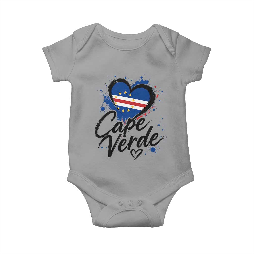 Cape Verde Flag Heart Baby Onesie Cabo Verde Pride Verdean Love