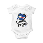 Cape Verde Flag Heart Baby Onesie Cabo Verde Pride Verdean Love