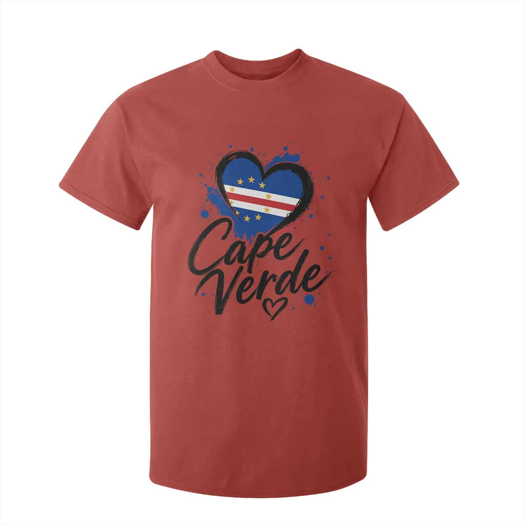 Cape Verde Flag Heart T Shirt For Kid Cabo Verde Pride Verdean Love