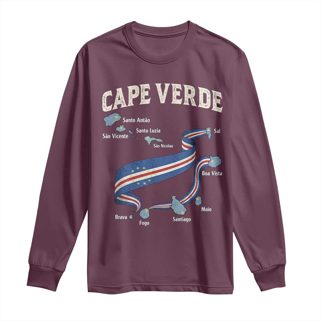 Cape Verde Islands Map National Flag Long Sleeve Shirt Cabo Verde Archipelago Geography Pride