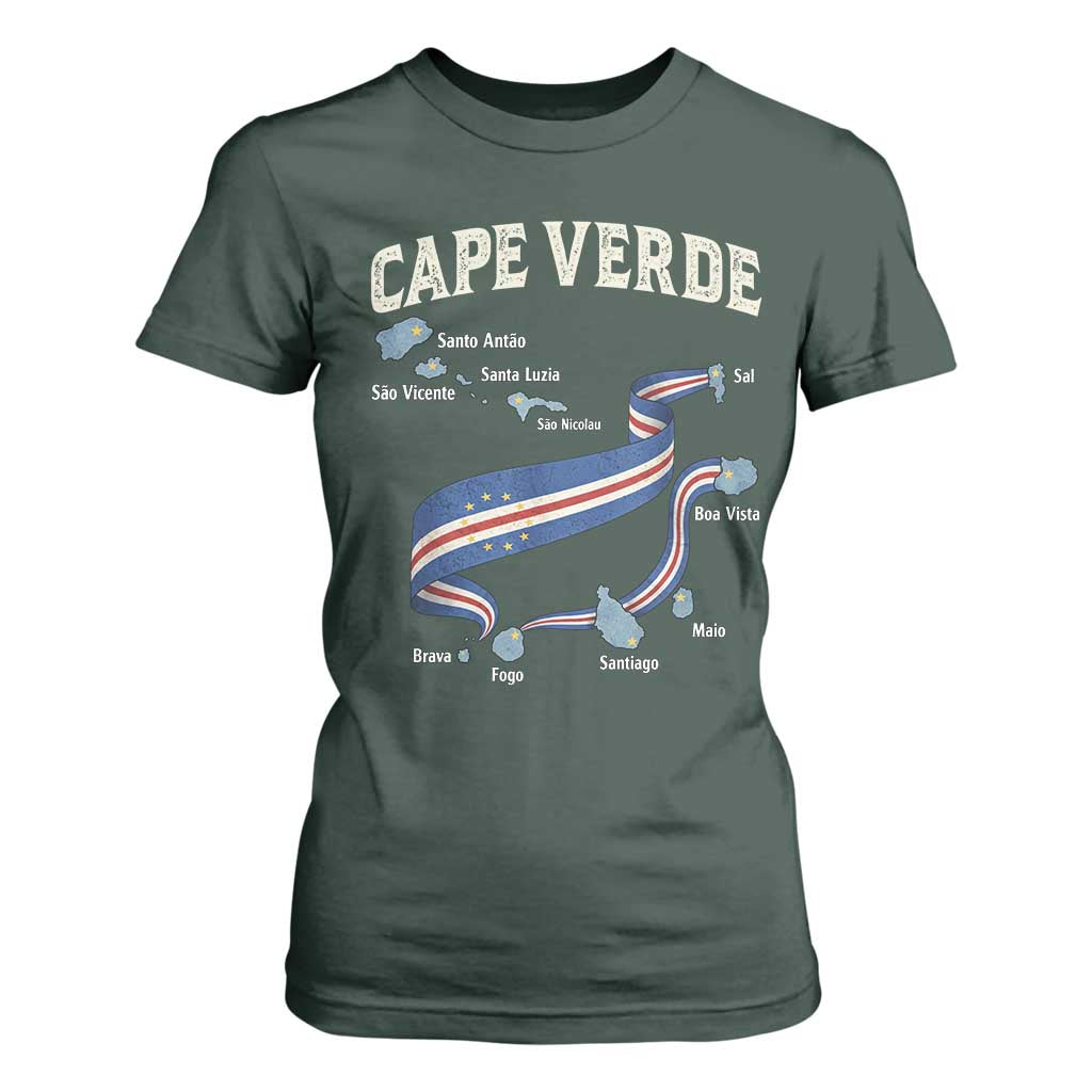 Cape Verde Islands Map National Flag T Shirt For Women Cabo Verde Archipelago Geography Pride