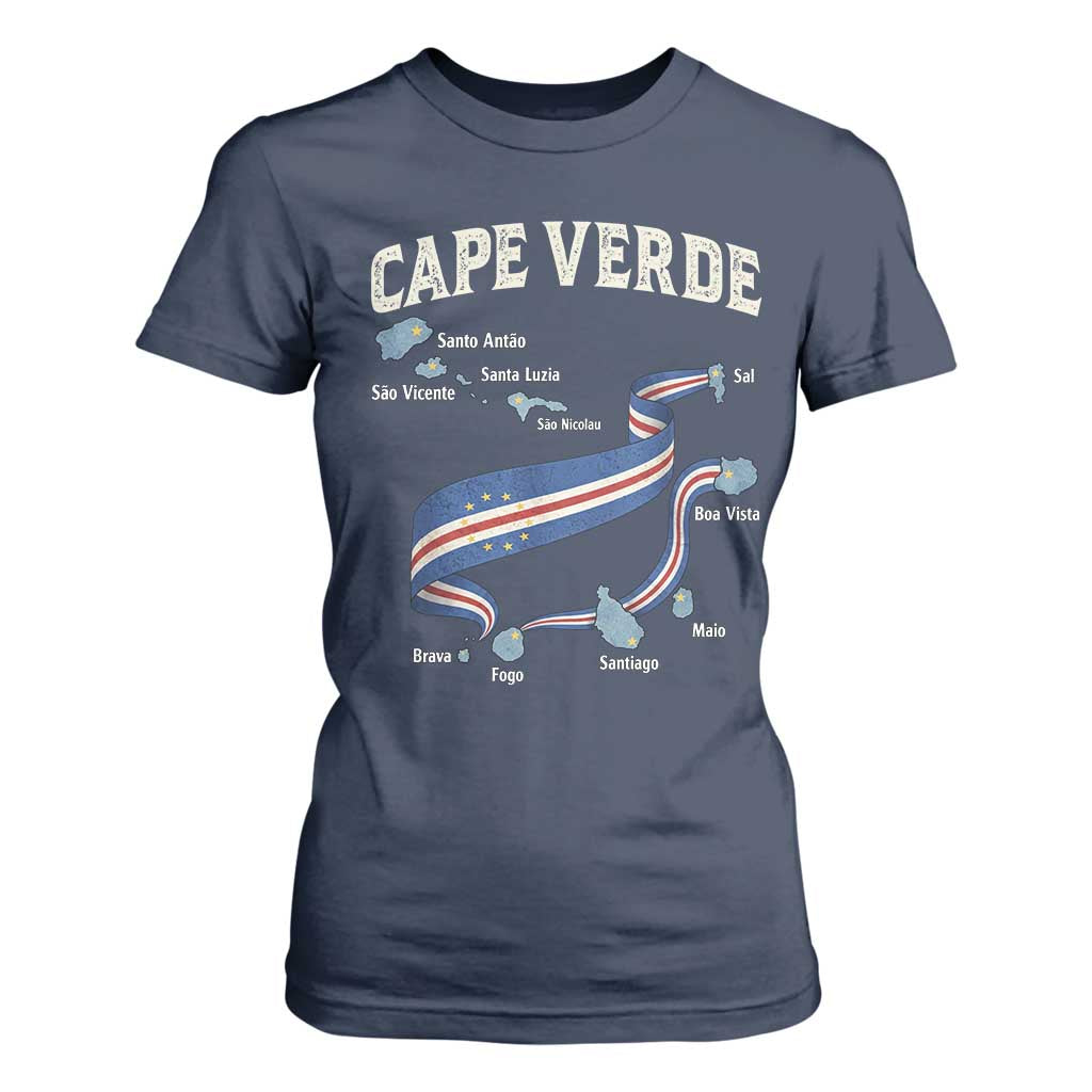 Cape Verde Islands Map National Flag T Shirt For Women Cabo Verde Archipelago Geography Pride