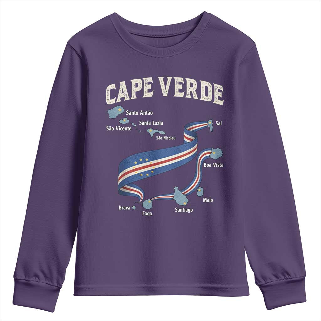 Cape Verde Islands Map National Flag Youth Sweatshirt Cabo Verde Archipelago Geography Pride