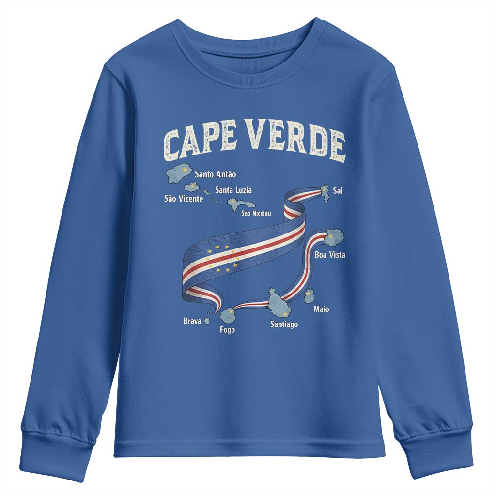 Cape Verde Islands Map National Flag Youth Sweatshirt Cabo Verde Archipelago Geography Pride