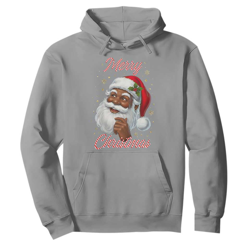 Merry Christmas Black Santa Claus Hoodie Retro Nostalgic Festive Holiday