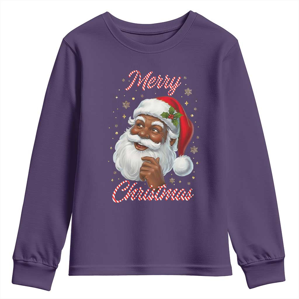 Merry Christmas Black Santa Claus Youth Sweatshirt Retro Nostalgic Festive Holiday