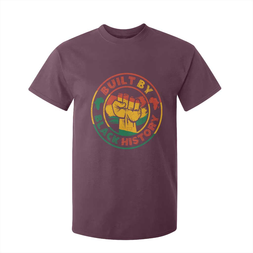 Built By Black History T Shirt For Kid African American Pride Raised Fist