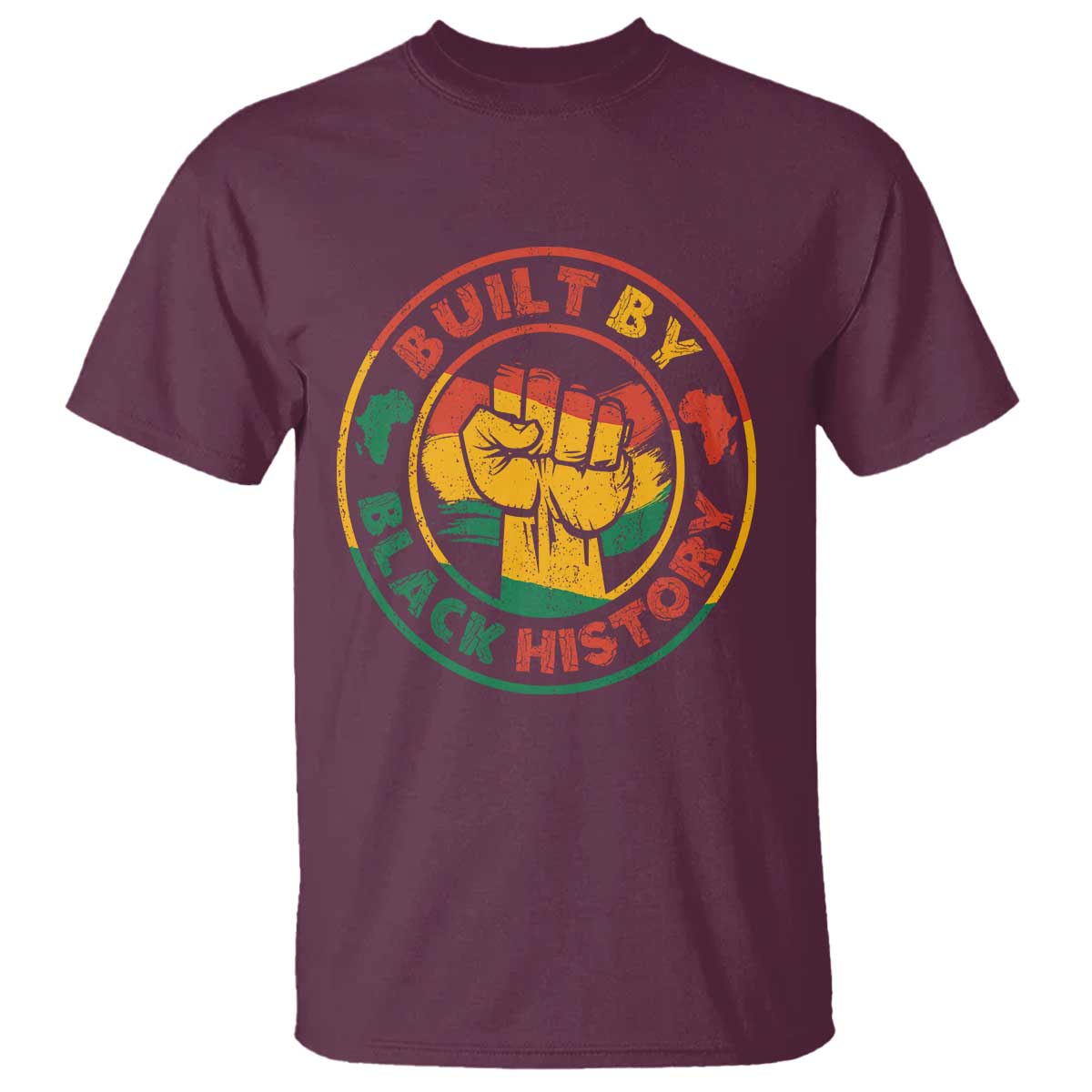 Built By Black History T Shirt African American Pride Raised Fist