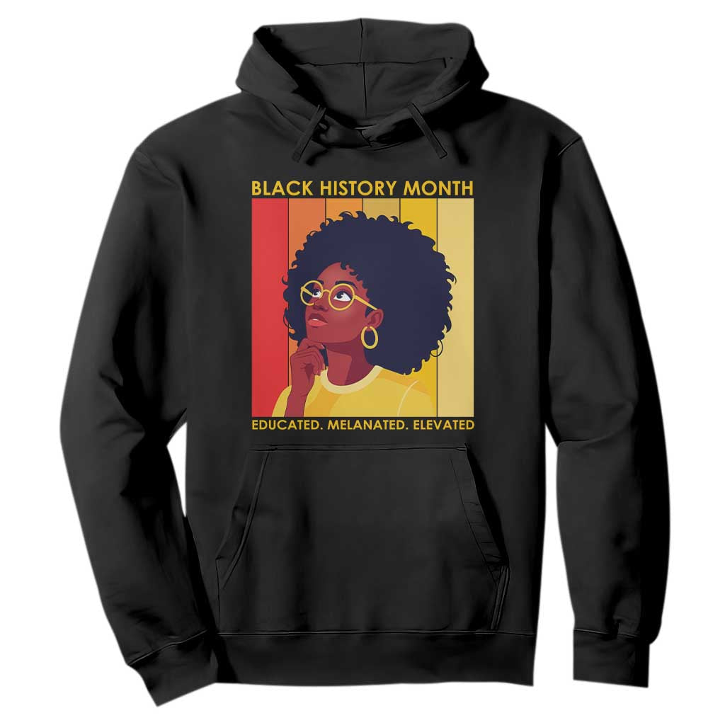 Black History Month Afro Woman Hoodie Educated Melanated Elevated African American Empowerment