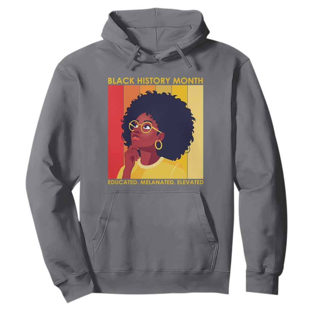 Black History Month Afro Woman Hoodie Educated Melanated Elevated African American Empowerment