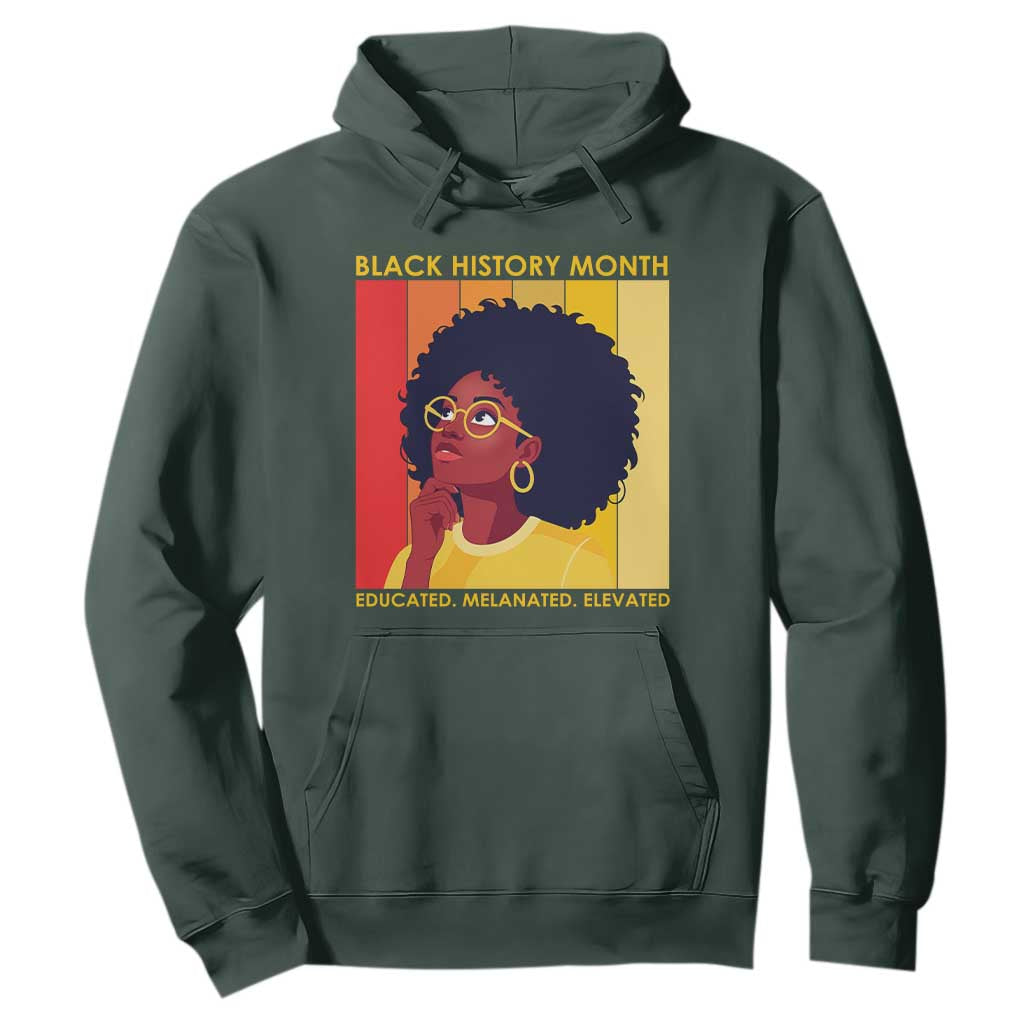 Black History Month Afro Woman Hoodie Educated Melanated Elevated African American Empowerment