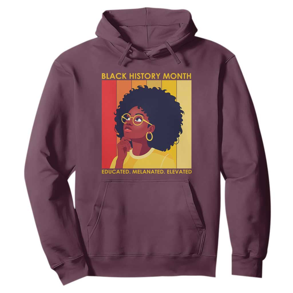 Black History Month Afro Woman Hoodie Educated Melanated Elevated African American Empowerment