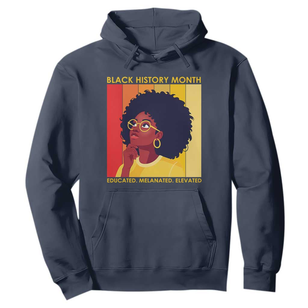 Black History Month Afro Woman Hoodie Educated Melanated Elevated African American Empowerment