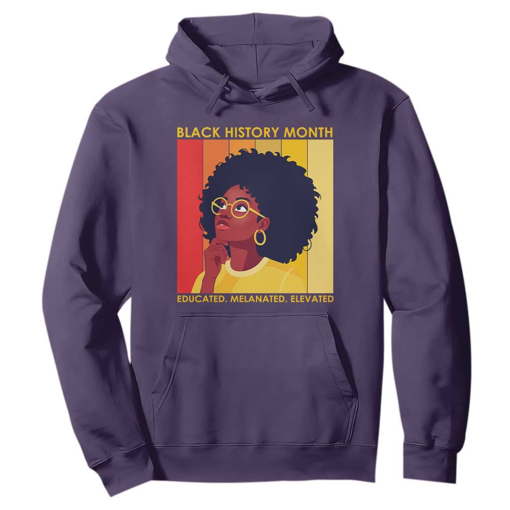 Black History Month Afro Woman Hoodie Educated Melanated Elevated African American Empowerment