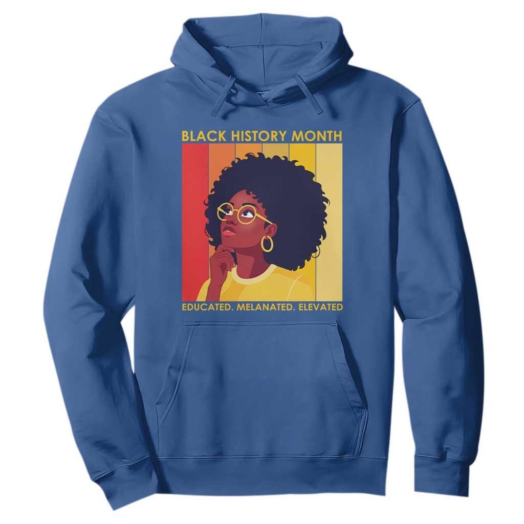 Black History Month Afro Woman Hoodie Educated Melanated Elevated African American Empowerment