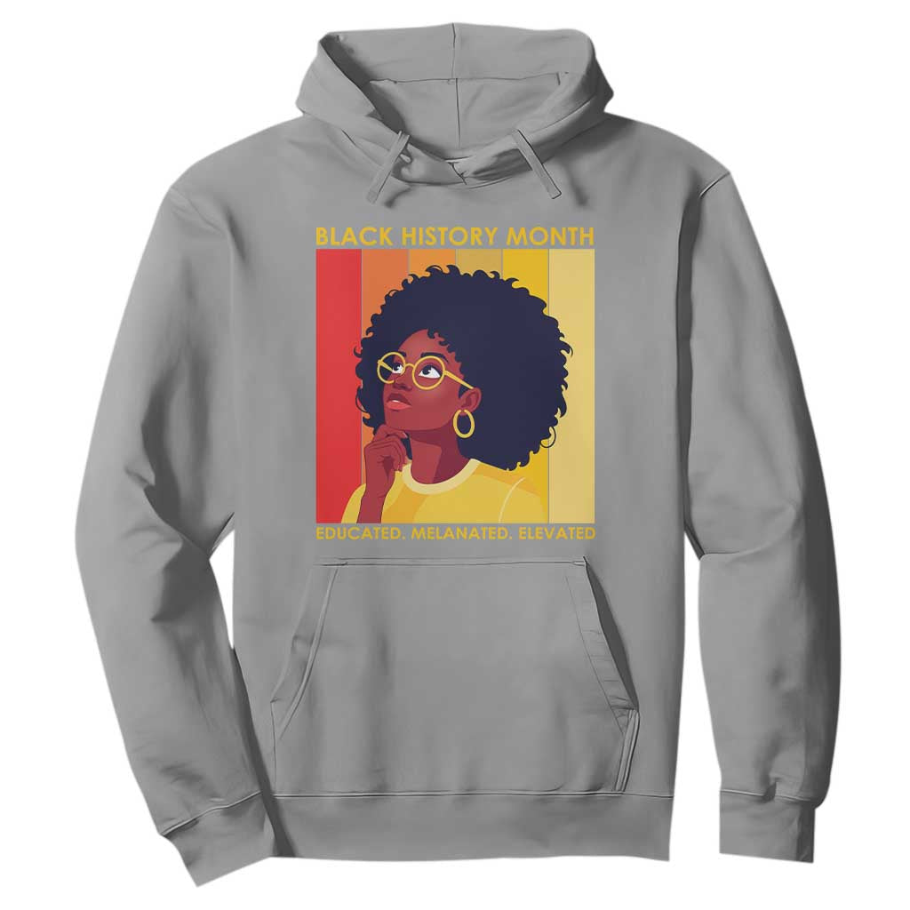 Black History Month Afro Woman Hoodie Educated Melanated Elevated African American Empowerment