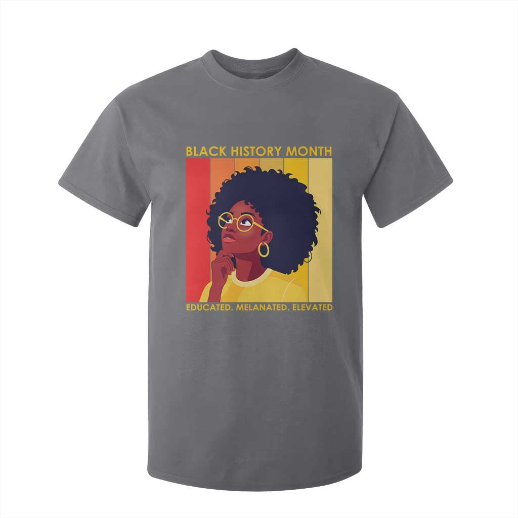Black History Month Afro Woman T Shirt For Kid Educated Melanated Elevated African American Empowerment