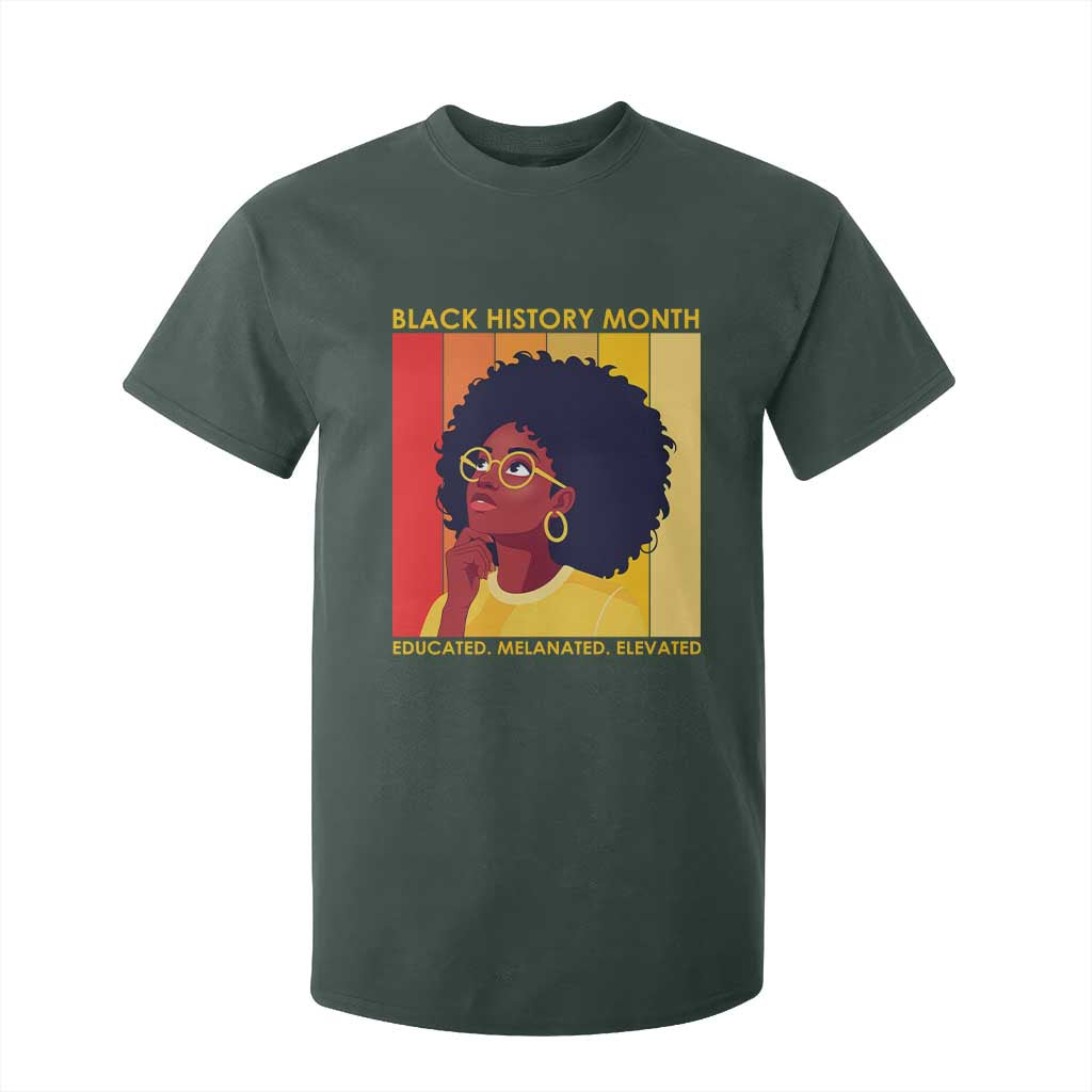Black History Month Afro Woman T Shirt For Kid Educated Melanated Elevated African American Empowerment