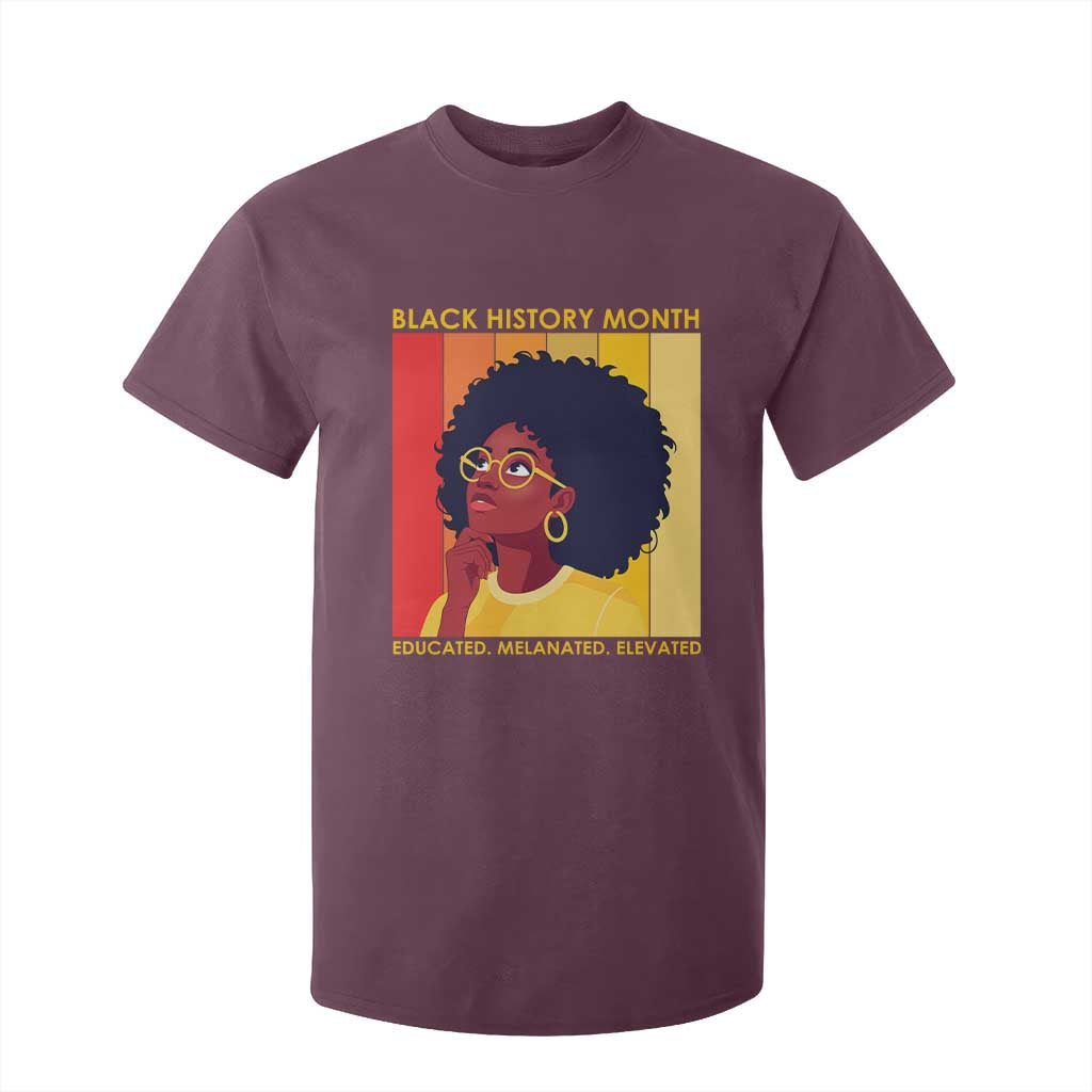 Black History Month Afro Woman T Shirt For Kid Educated Melanated Elevated African American Empowerment
