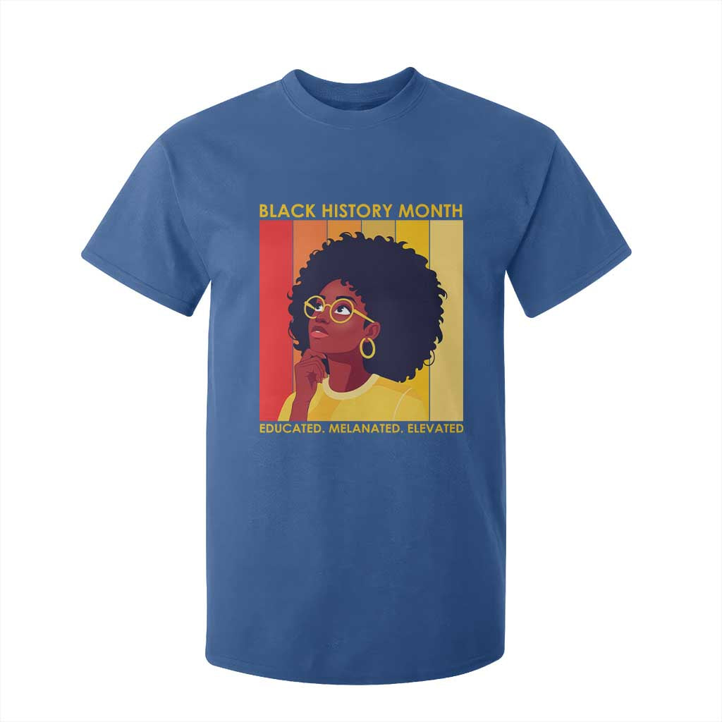 Black History Month Afro Woman T Shirt For Kid Educated Melanated Elevated African American Empowerment